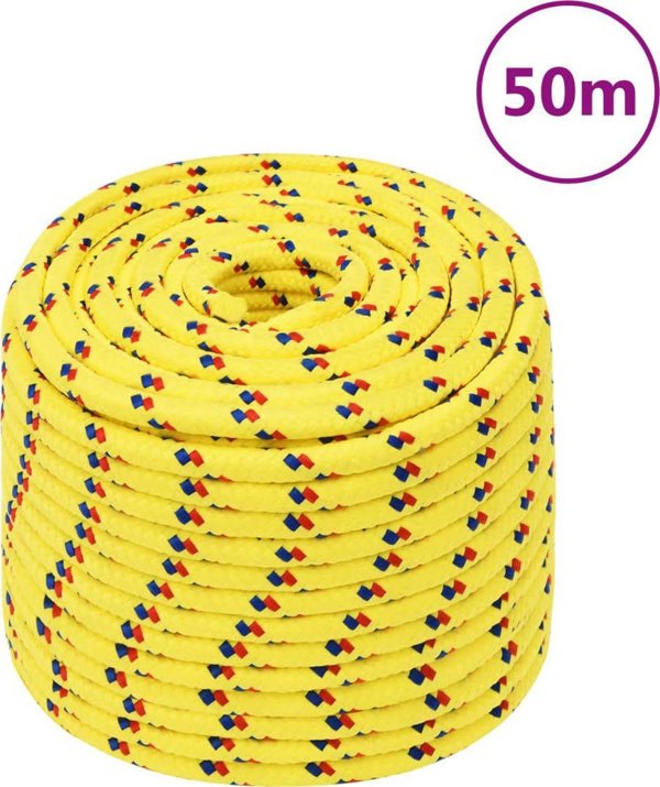 vidaXL Σχοινί ναυτικό, κίτρινο, 12 mm, 50 m, πολυπροπυλένιο