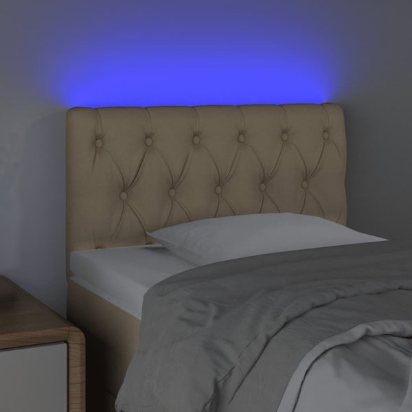 vidaXL Zaglowek do lozka z LED, kremowy, 80x7x78/88 cm, tkanina