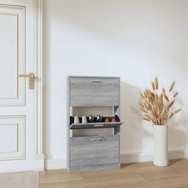 Szafka na buty, szary dab sonoma, 59x17x108 cm