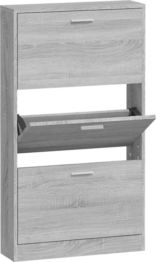 Szafka na buty, szary dab sonoma, 59x17x108 cm
