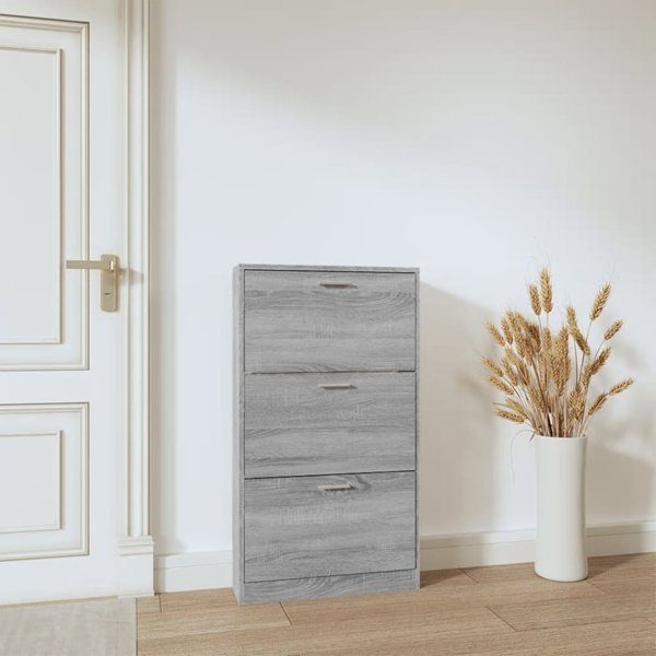 Szafka na buty, szary dab sonoma, 59x17x108 cm