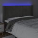 vidaXL Προσκέφαλο κρεβατιού με LED, σκούρο γκρι, 163x16x118/128 εκ., βελούδινο