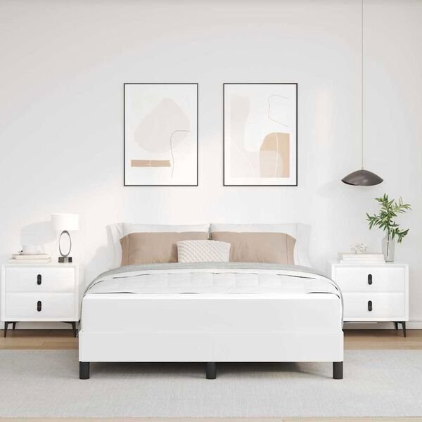 vidaXL Κρεβάτι με Στρώμα 140x190 cm από Ύφασμα, Καθαρό Λευκό