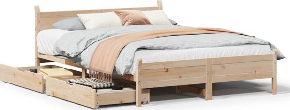 vidaXL Κρεβατοκάμαρα Πλαίσιο Χωρίς Στρώμα, 150x200 εκ., Μασίφ Πεύκο