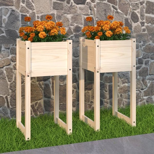 vidaXL vidaXL Donice, 2 szt., 40x40x81 cm, lite drewno sosnowe