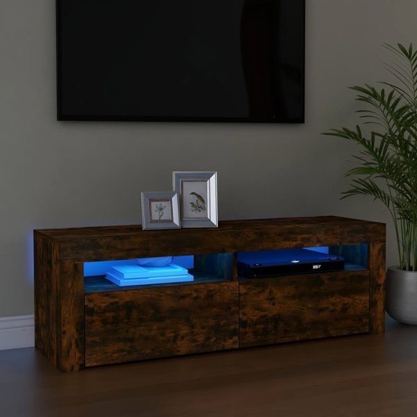 Έπιπλο TV vidaXL με φωτισμό LED, καπνιστή δρυς, 120x35x40 cm