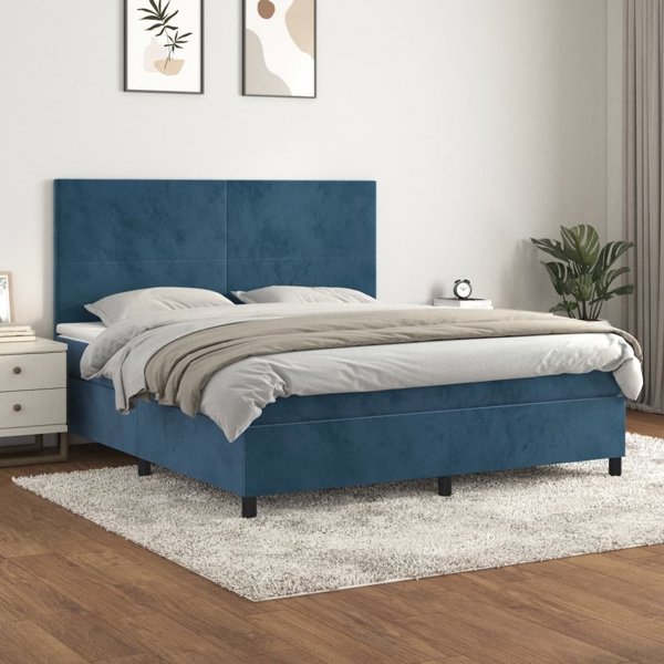 vidaXL Κρεβάτι Continental με στρώμα, σκούρο μπλε, 180x200 cm