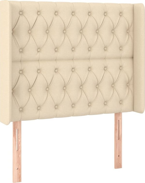 vidaXL Κρεβάτι Κοντινεντάλ με Στρώμα, Κρεμ, 90x200 cm, Υφασμάτινο