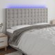 vidaXL Zaglowek do lozka z LED, jasnoszary, 180x5x118/128 cm, tkanina