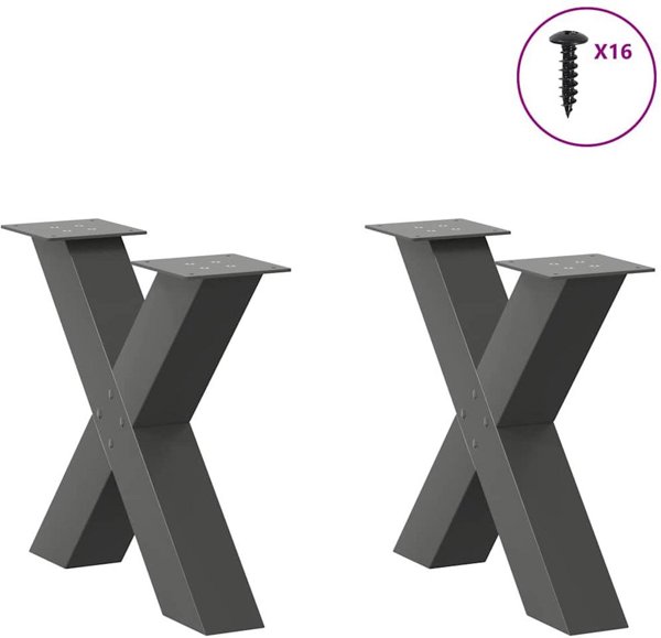 vidaXL Πόδια Τραπεζιού σε Σχήμα X 2 Τεμ. Ανθρακί