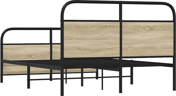 vidaXL Μεταλλικό Πλαίσιο Κρεβατιού, Δρυς Sonoma, 140x200 cm