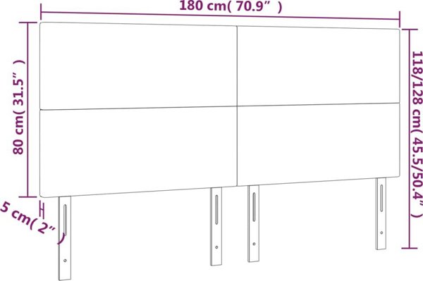 vidaXL Zaglowek do lozka z LED, ciemnoniebieski, 180x5x118/128 cm