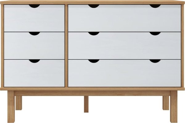 vidaXL Συρταριέρα, καφέ-λευκή, 113,5x39,5x73 cm, μασίφ πεύκο