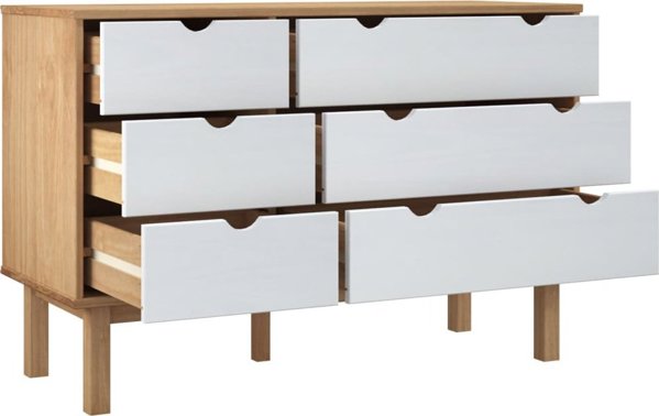 vidaXL Συρταριέρα, καφέ-λευκή, 113,5x39,5x73 cm, μασίφ πεύκο