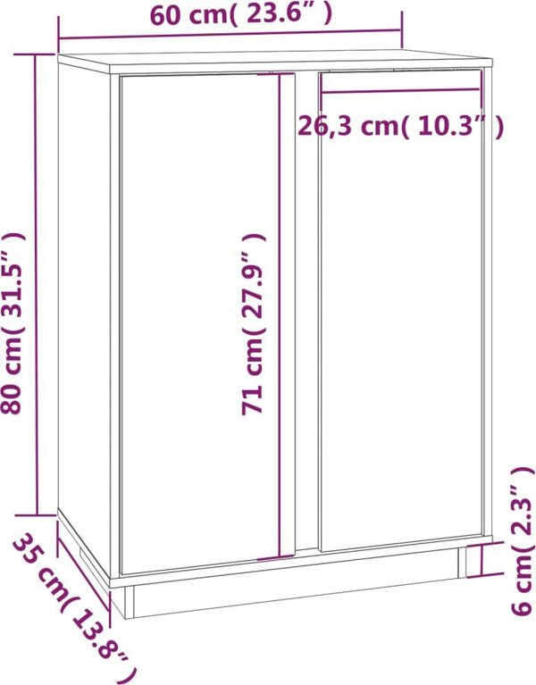 vidaXL Szafka, czarna, 60x35x80 cm, lite drewno sosnowe