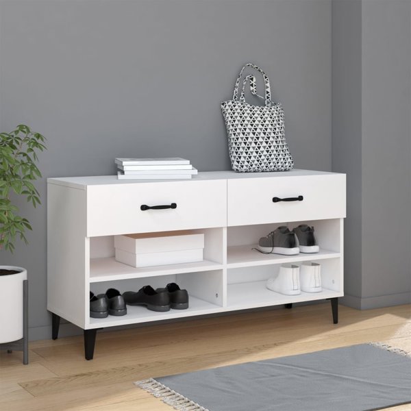 vidaXL Szafka na buty, λευκή, 102x35x55 εκ., συνθετικό ξύλο