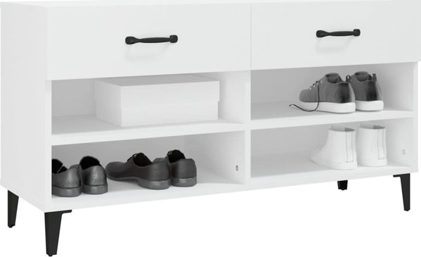 vidaXL Szafka na buty, λευκή, 102x35x55 εκ., συνθετικό ξύλο