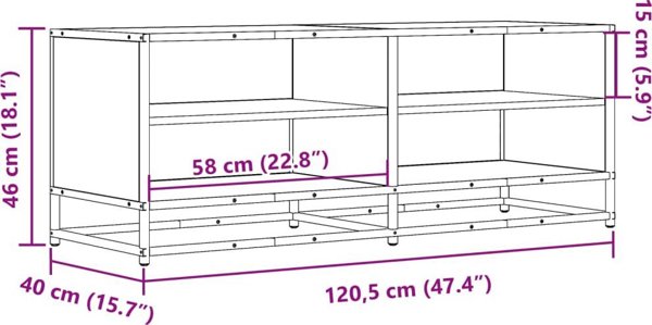 vidaXL Έπιπλο τηλεόρασης γκρι δρυς Sonoma 120,5x40x46 εκ.