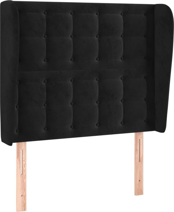 vidaXL Προσκέφαλο uszak, μαύρο, 93x23x118/128 cm, βελούδο