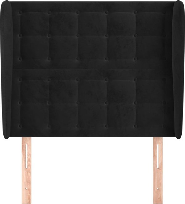 vidaXL Προσκέφαλο uszak, μαύρο, 93x23x118/128 cm, βελούδο