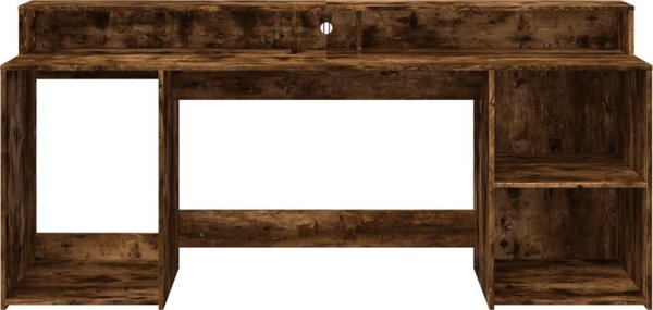 vidaXL Γραφείο με LED φωτισμό καπνισμένη δρυς 200x55x91 cm