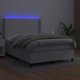 vidaXL Κρεβάτι κοντινένταλ με στρώμα και LED, λευκό δέρμα PU 140x200cm