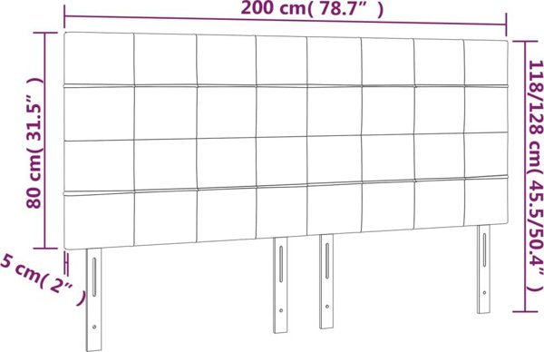 vidaXL Zaglowek do lozka me to LED, jasnoszary, 200x5x118/128 cm, aksamit