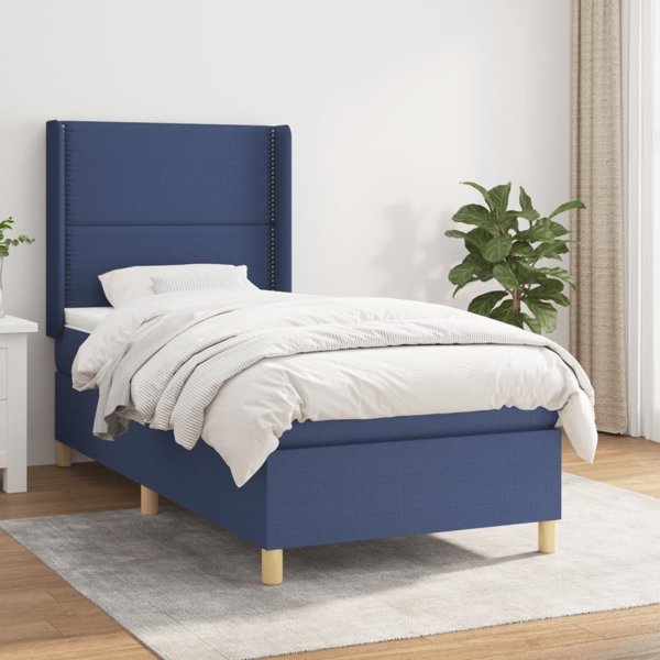 vidaXL Λιτώ 90x200 cm με στρώμα, μπλε ύφασμα