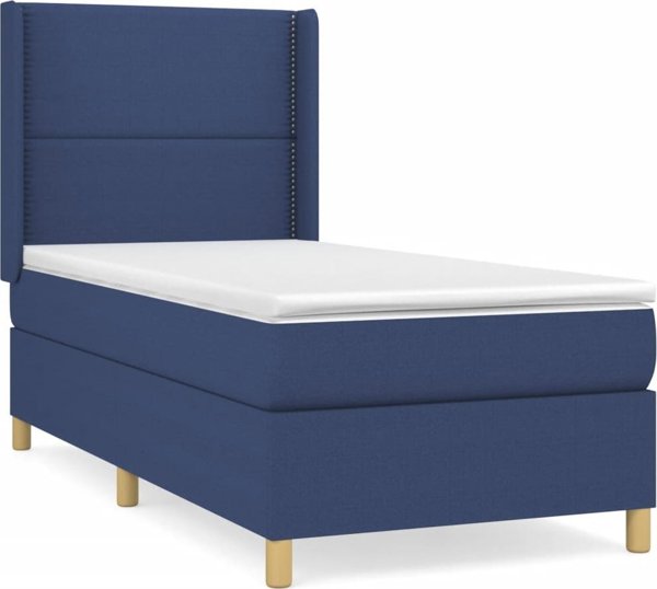 vidaXL Λιτώ 90x200 cm με στρώμα, μπλε ύφασμα