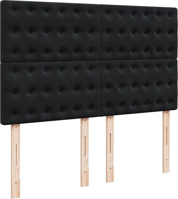 vidaXL Λουτζκο κοντινεντάλ με στρώμα, μαύρο, 140x200 εκ, βελούδο