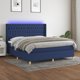 vidaXL Lozko kontynentalne z materacem, niebieskie 160x200 cm, tkanina