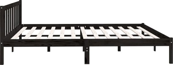 vidaXL Rama κρεβατιού, μαύρη, από μασίφ πεύκο, 200 x 200 εκ.