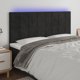 vidaXL Κεφαλάρι κρεβατιού με LED, μαύρο, 180x5x118/128 cm, βελούδο