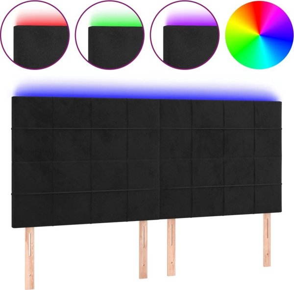 vidaXL Κεφαλάρι κρεβατιού με LED, μαύρο, 180x5x118/128 cm, βελούδο