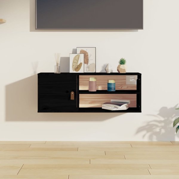 vidaXL Επίτοιχη ντουλάπα, μαύρη, 80x30x30 cm, μασίφ πεύκο