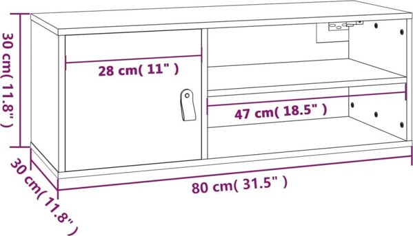 vidaXL Επίτοιχη ντουλάπα, μαύρη, 80x30x30 cm, μασίφ πεύκο