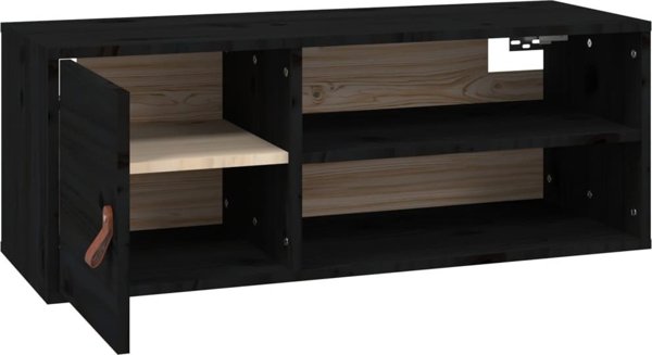 vidaXL Επίτοιχη ντουλάπα, μαύρη, 80x30x30 cm, μασίφ πεύκο