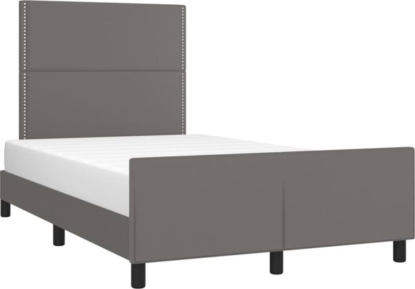 vidaXL Κρεβατοκάμαρα με Κεφαλάρι, Γκρι, 120x200 cm, Συνθετικό Δέρμα
