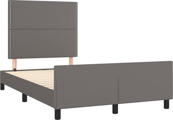 vidaXL Κρεβατοκάμαρα με Κεφαλάρι, Γκρι, 120x200 cm, Συνθετικό Δέρμα