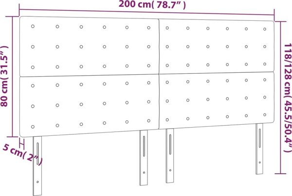 Προσκέφαλο κρεβατιού vidaXL με LED, σκούρο καφέ, 200x5x118/128 cm, υφασμάτινο
