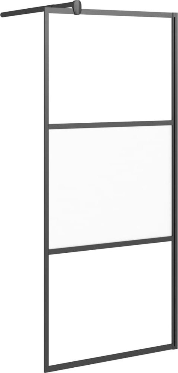 vidaXL Πάνελ ντους από ημι-ματ ESG γυαλί 80x195 cm, μαύρο