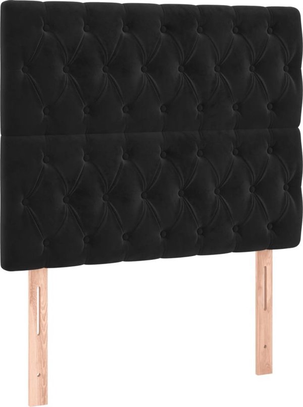 vidaXL Zaglowek do lozka z LED, czarny, 90x7x118/128 cm, aksamit