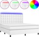 vidaXL Λουτζκο κοντινεντάλ με στρώμα και LED, λευκό οικοδερμα, 180x200 εκ.