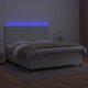 vidaXL Λουτζκο κοντινεντάλ με στρώμα και LED, λευκό οικοδερμα, 180x200 εκ.