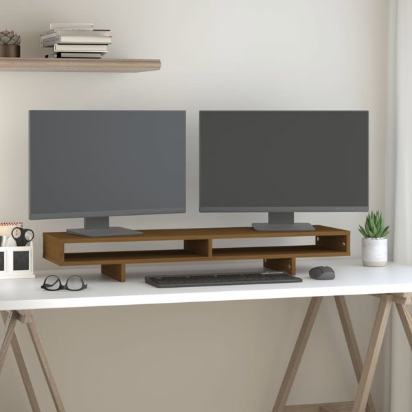 vidaXL Βάση οθόνης, μελιτζανί καφέ, 100x27x14 εκ., από μασίφ πεύκο