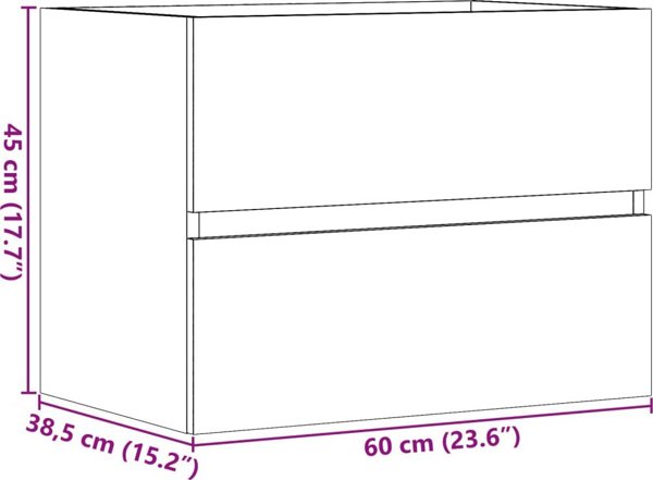 vidaXL Ντουλάπι μπάνιου, παλιό ξύλο, 60x38,5x45 εκ