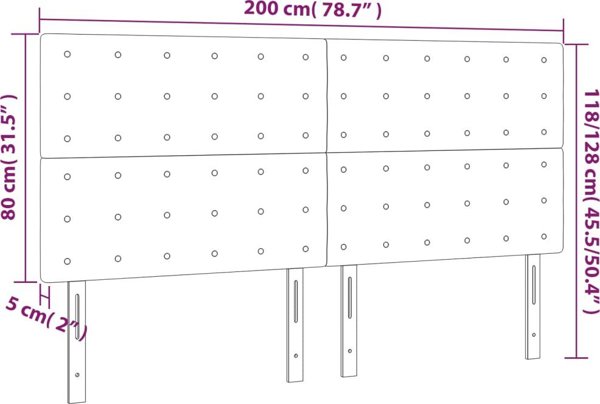 vidaXL Κεφαλάρι για κρεβάτι, μαύρο, 200x5x118/128 cm, συνθετικό δέρμα