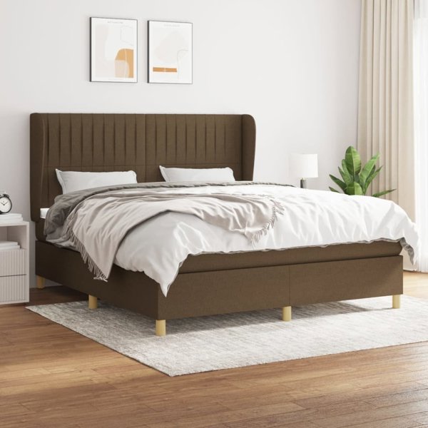 vidaXL Κρεβάτι kontynentalne με στρώμα, καφέ, ύφασμα, 160x200 εκ.