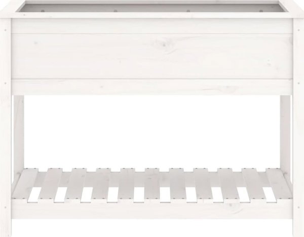 vidaXL Donica z polka biala 111,5x54x81 cm lite drewno sosnowe