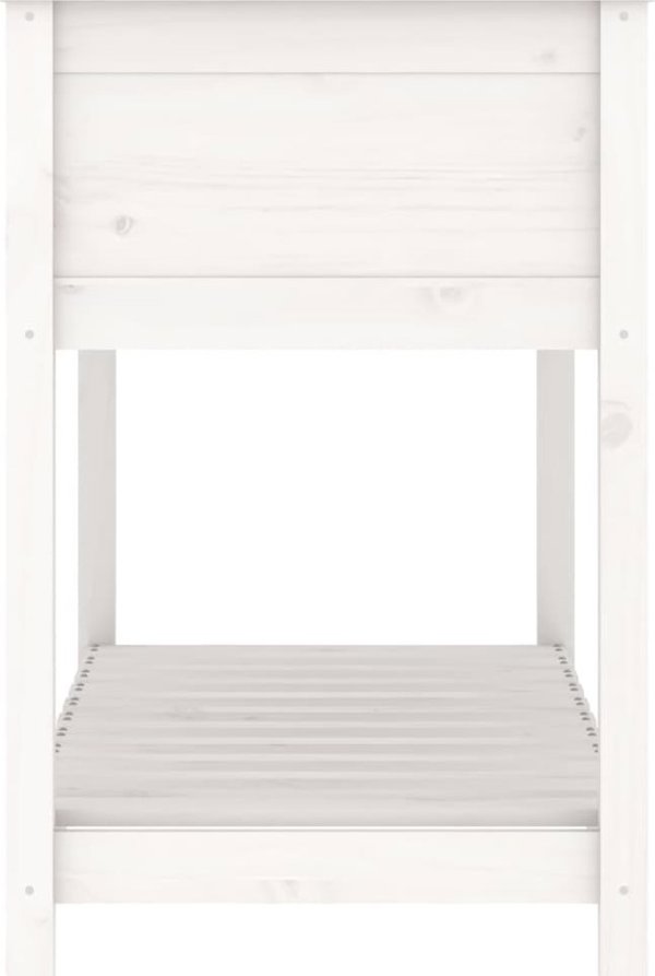 vidaXL Donica z polka biala 111,5x54x81 cm lite drewno sosnowe